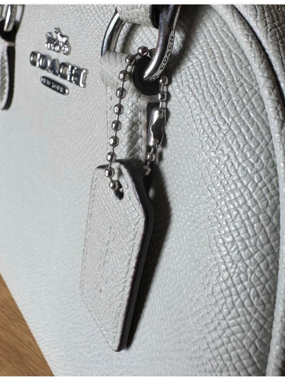 COACH Pebbled Leather Sidney Satchel in Light Gray with Silver Hardware - Picture 3 of 8
